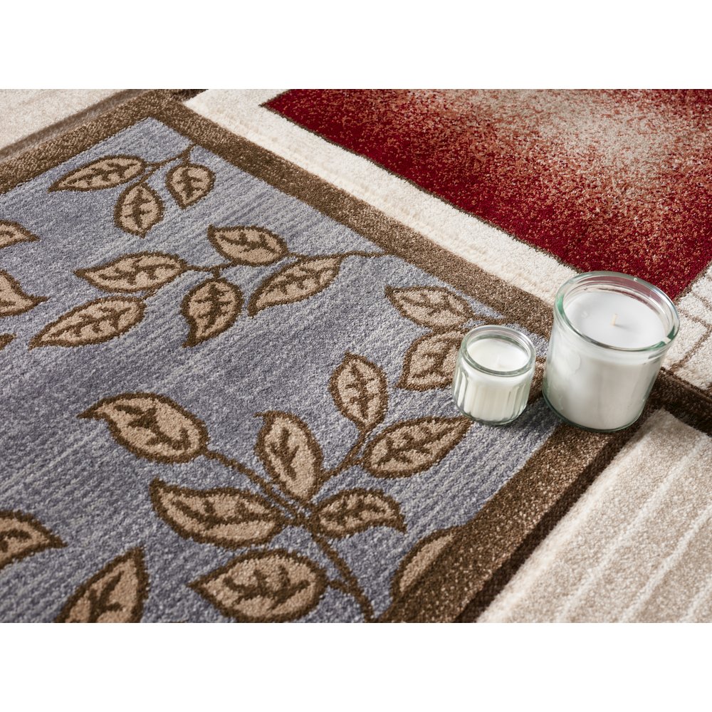 Alexia 10 Traditional Patchwork Area Rug – Red, Blue & Beige