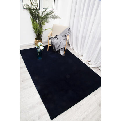 FAUX RABBIT FUR NAVY RB13  2'4" X 7'6"