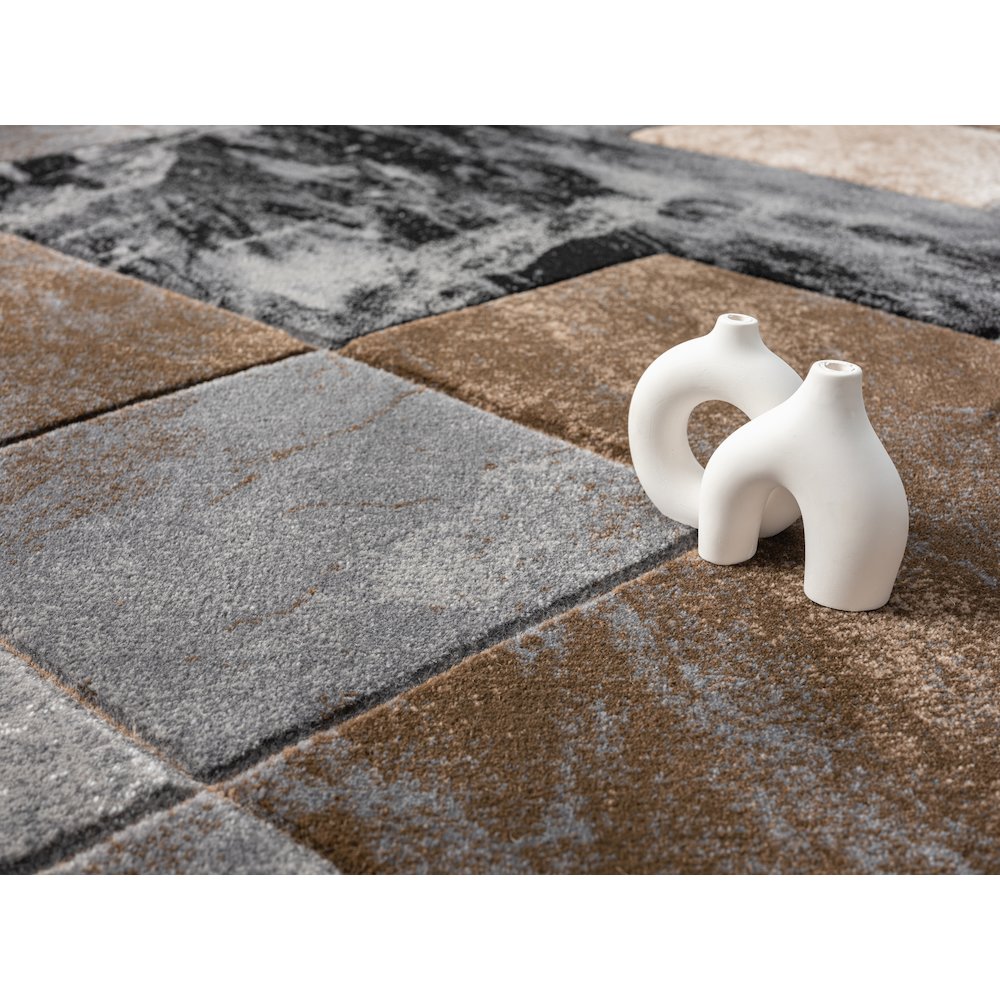 Alexia Geometric Area Rug – Brown, Gray & Charcoal