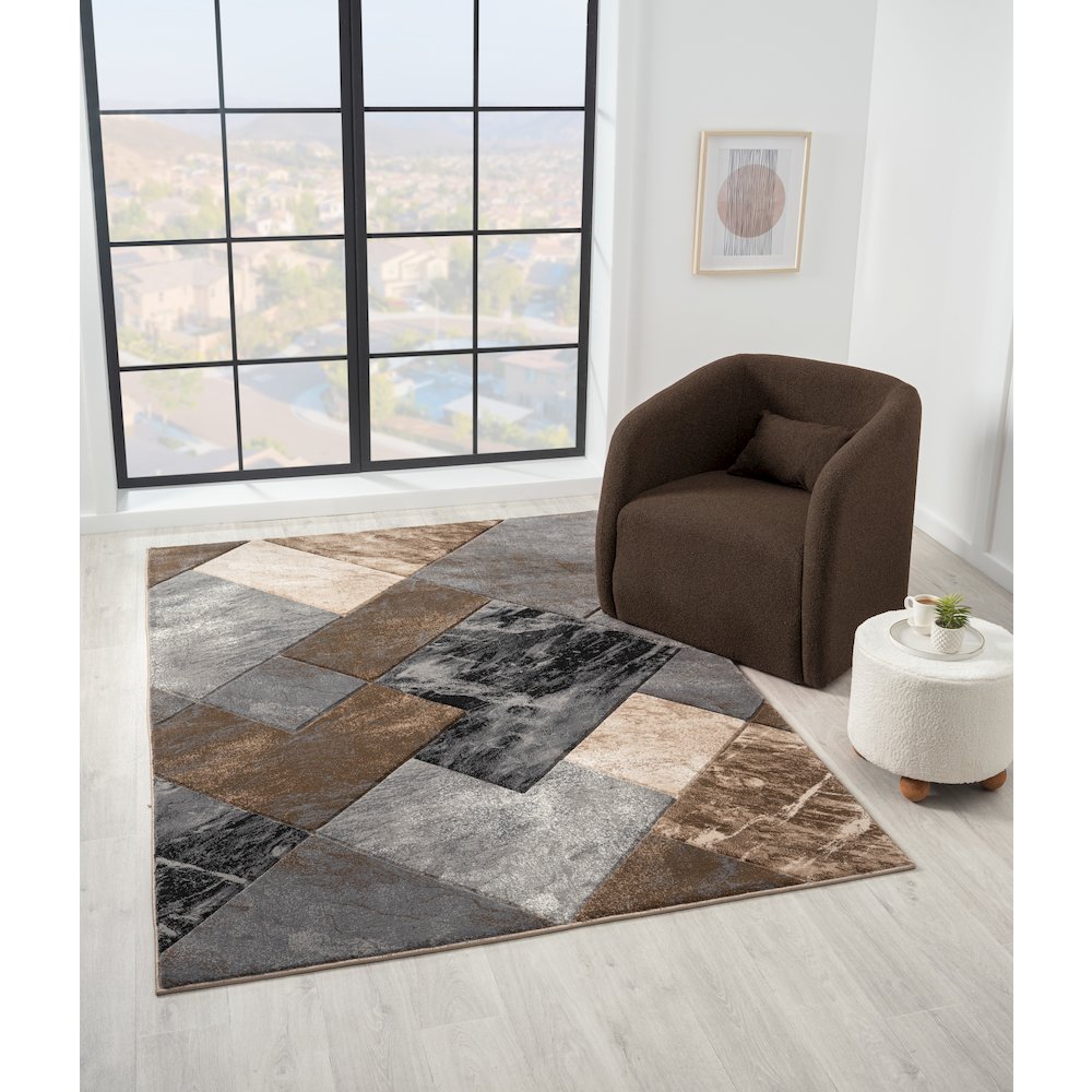 Alexia Geometric Area Rug – Brown, Gray & Charcoal