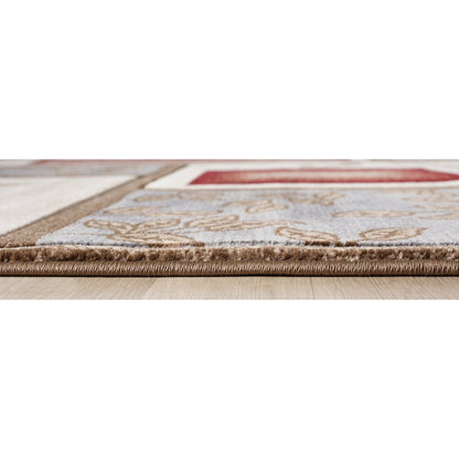 Alexia 10 Traditional Patchwork Area Rug – Red, Blue & Beige