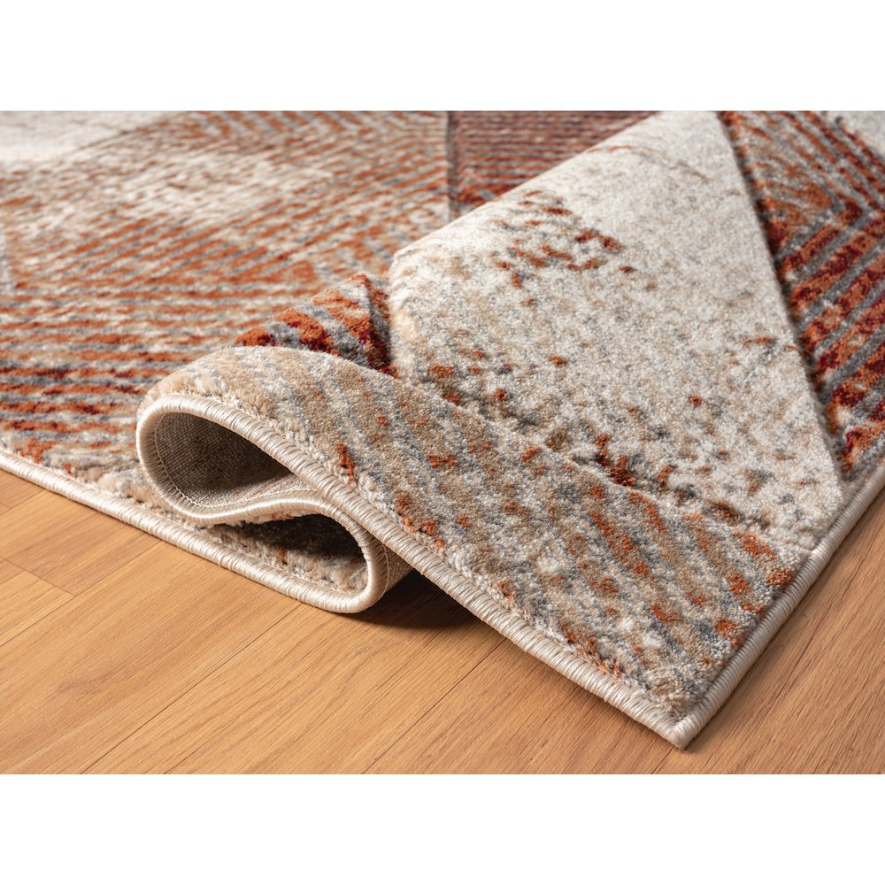 Alexia 05 Abstract Area Rug – Rust, Beige & Cream