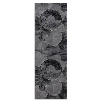 Alexia 03 Circular Abstract Area Rug – Charcoal & Gray