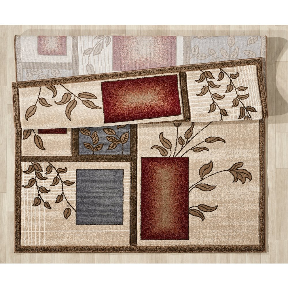 Alexia 10 Traditional Patchwork Area Rug – Red, Blue & Beige