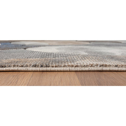 Alexia 02 Circular Abstract Area Rug – Beige, Navy & Gray