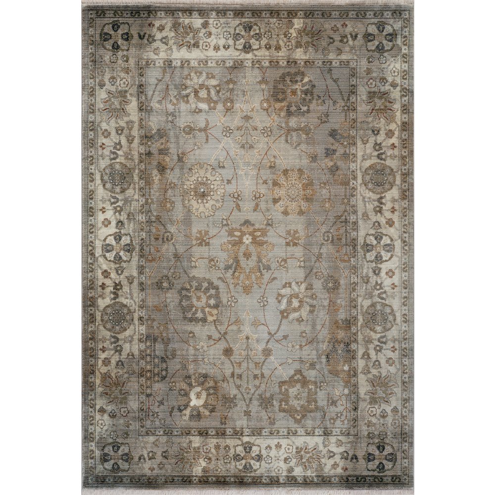 Ana 15 Distressed Floral Area Rug – Gray