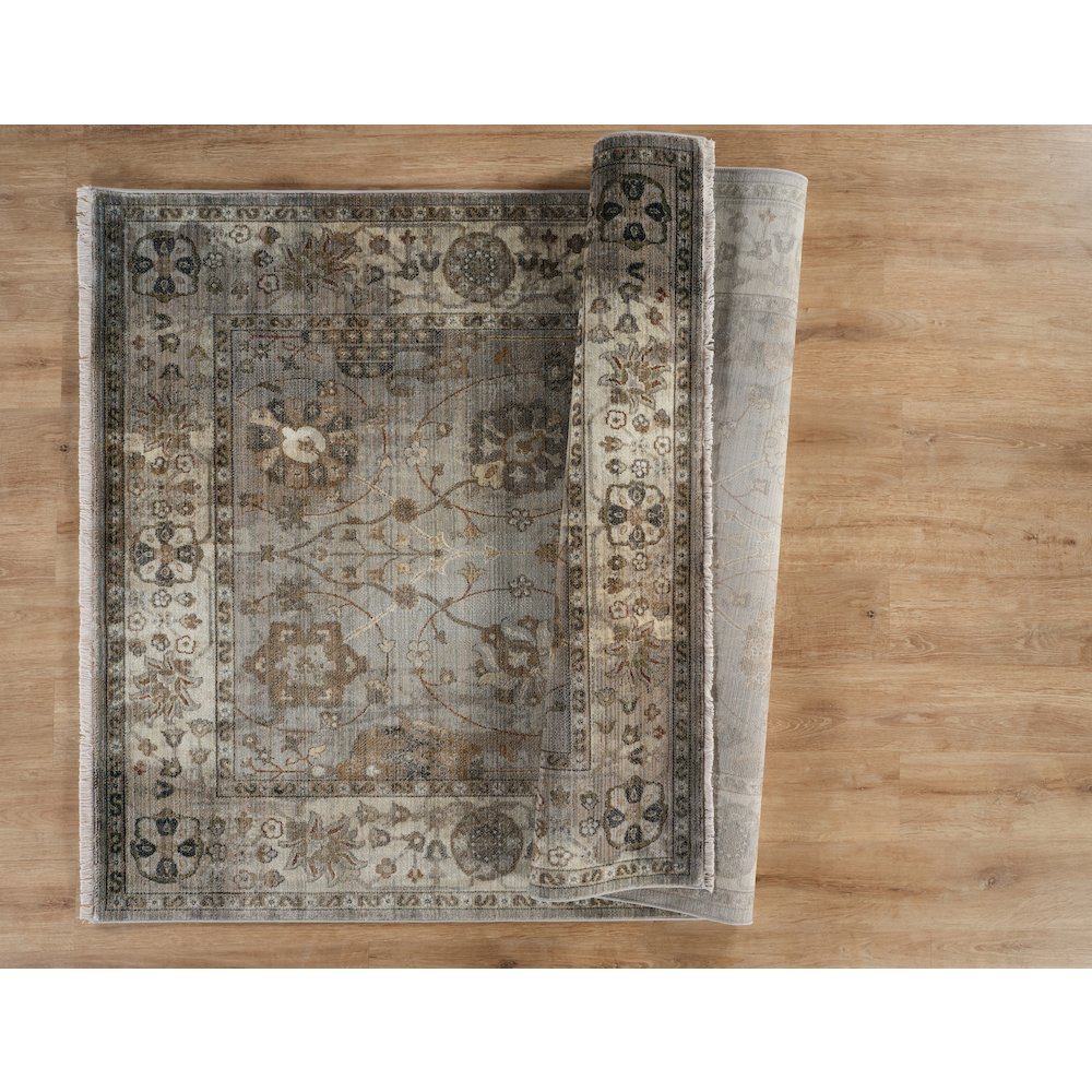Ana 15 Distressed Floral Area Rug – Gray
