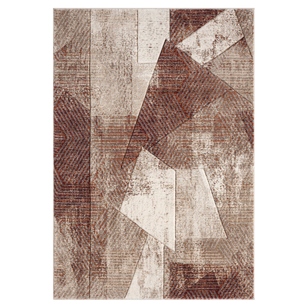 Alexia 05 Abstract Area Rug – Rust, Beige & Cream