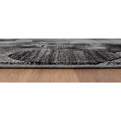 Alexia 03 Circular Abstract Area Rug – Charcoal & Gray