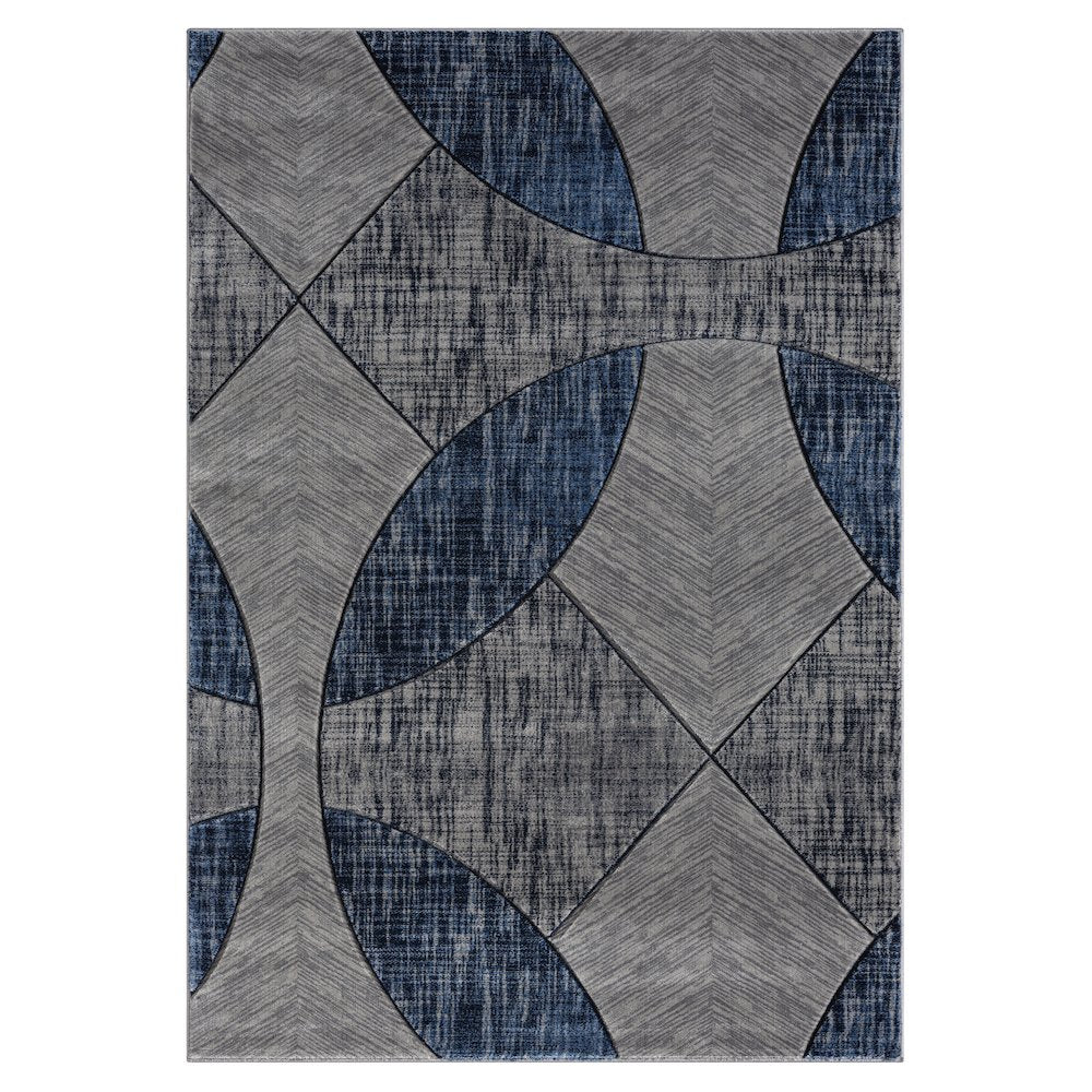 Alexia 08 Modern Geometric Area Rug – Blue & Gray