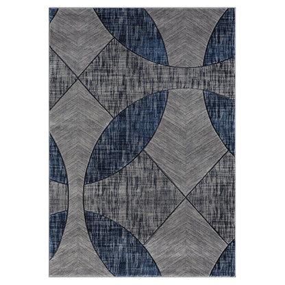 Alexia 08 Modern Geometric Area Rug – Blue & Gray