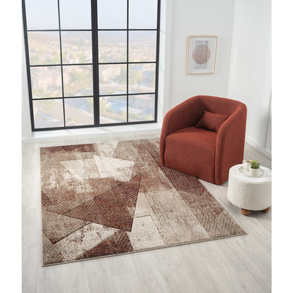 Alexia 05 Abstract Area Rug – Rust, Beige & Cream