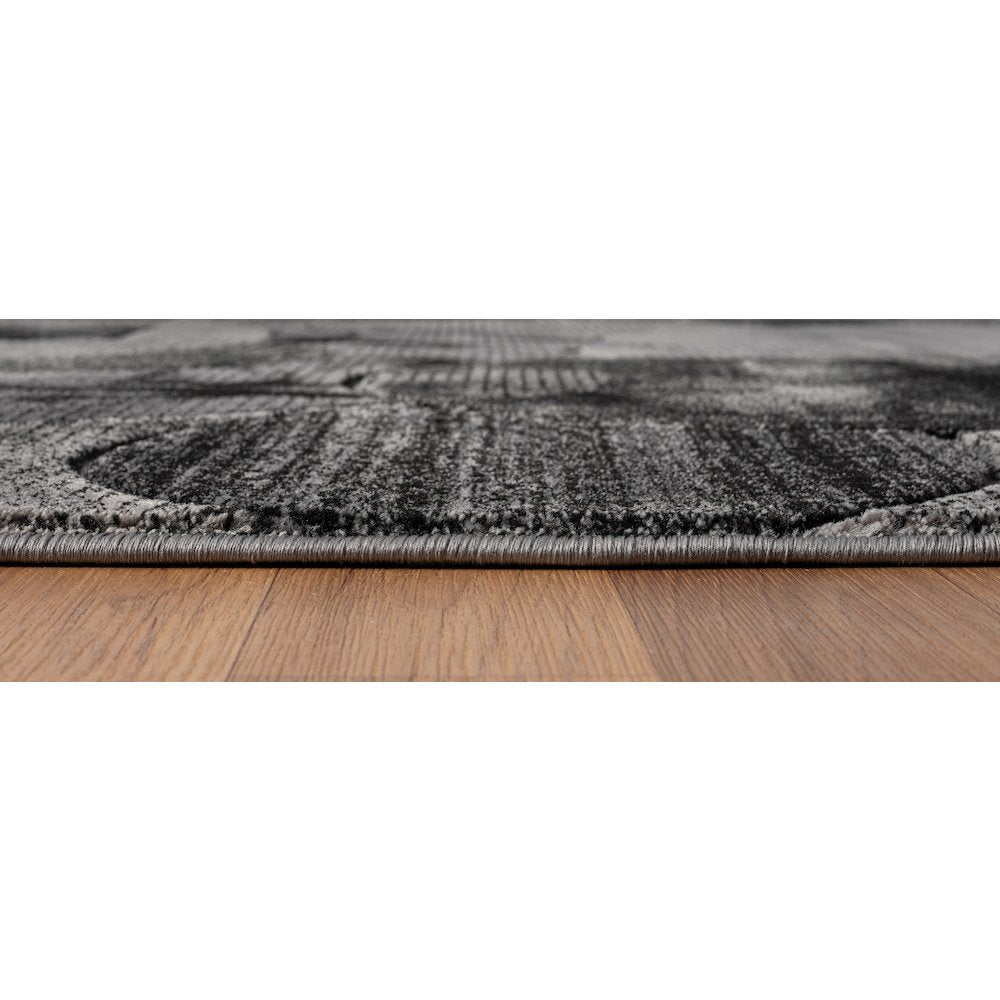 Alexia 03 Circular Abstract Area Rug – Charcoal & Gray