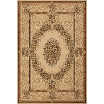 Aubusson 01 Traditional Medallion Area Rug – Beige
