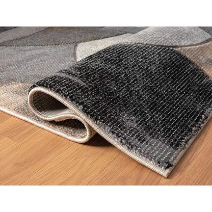 Alexia 01 Circular Abstract Area Rug – Beige, Gray & Taupe