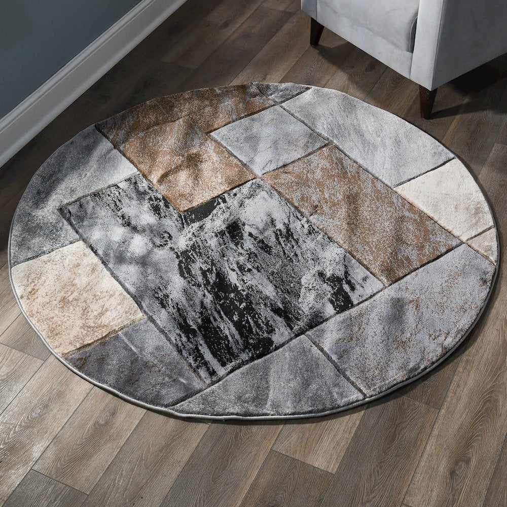 Alexia Geometric Area Rug – Brown, Gray & Charcoal