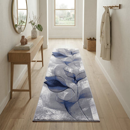 Alexia 18 Ethereal Petals Modern Abstract Blue  Area Rug