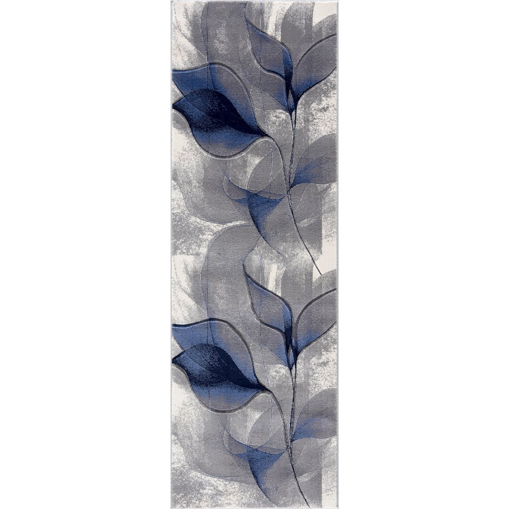 Alexia 18 Ethereal Petals Modern Abstract Blue  Area Rug