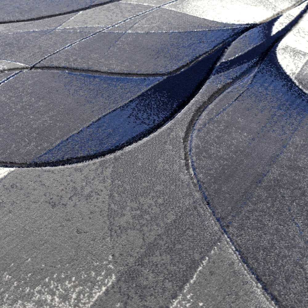 Alexia 18 Ethereal Petals Modern Abstract Blue  Area Rug