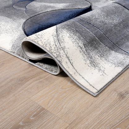 Alexia 18 Ethereal Petals Modern Abstract Blue  Area Rug