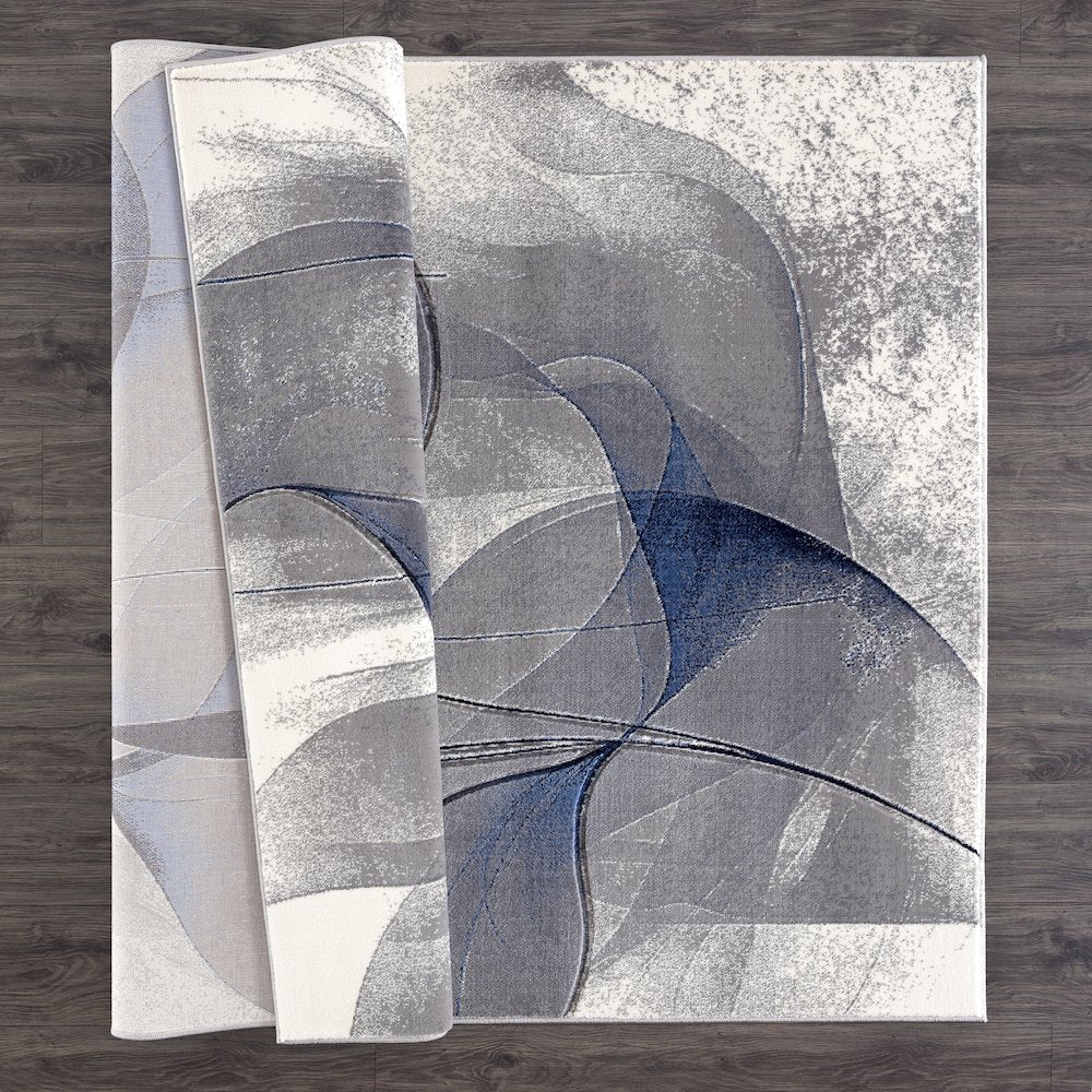 Alexia 18 Ethereal Petals Modern Abstract Blue  Area Rug