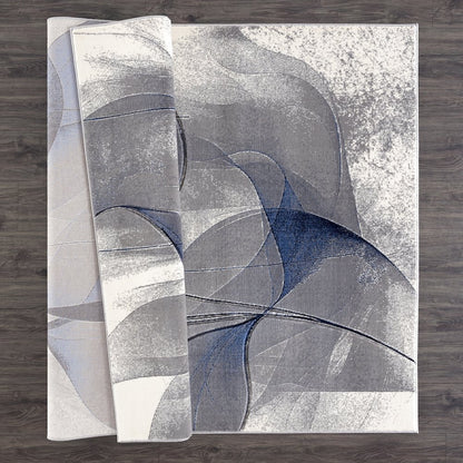 Alexia 18 Ethereal Petals Modern Abstract Blue  Area Rug