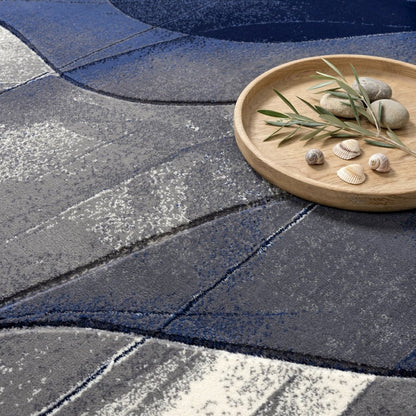 Alexia 18 Ethereal Petals Modern Abstract Blue  Area Rug
