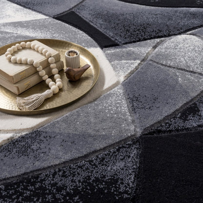 Alexia 25 Monochrome Fluidity Abstract Area Rug