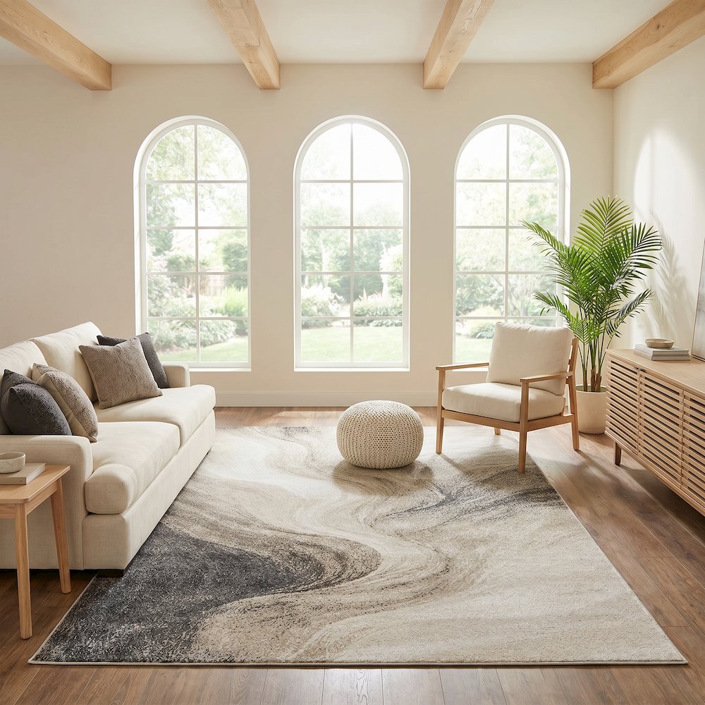 Alloy Collection AY04 Soft Abstract Wave Pattern Area Rug