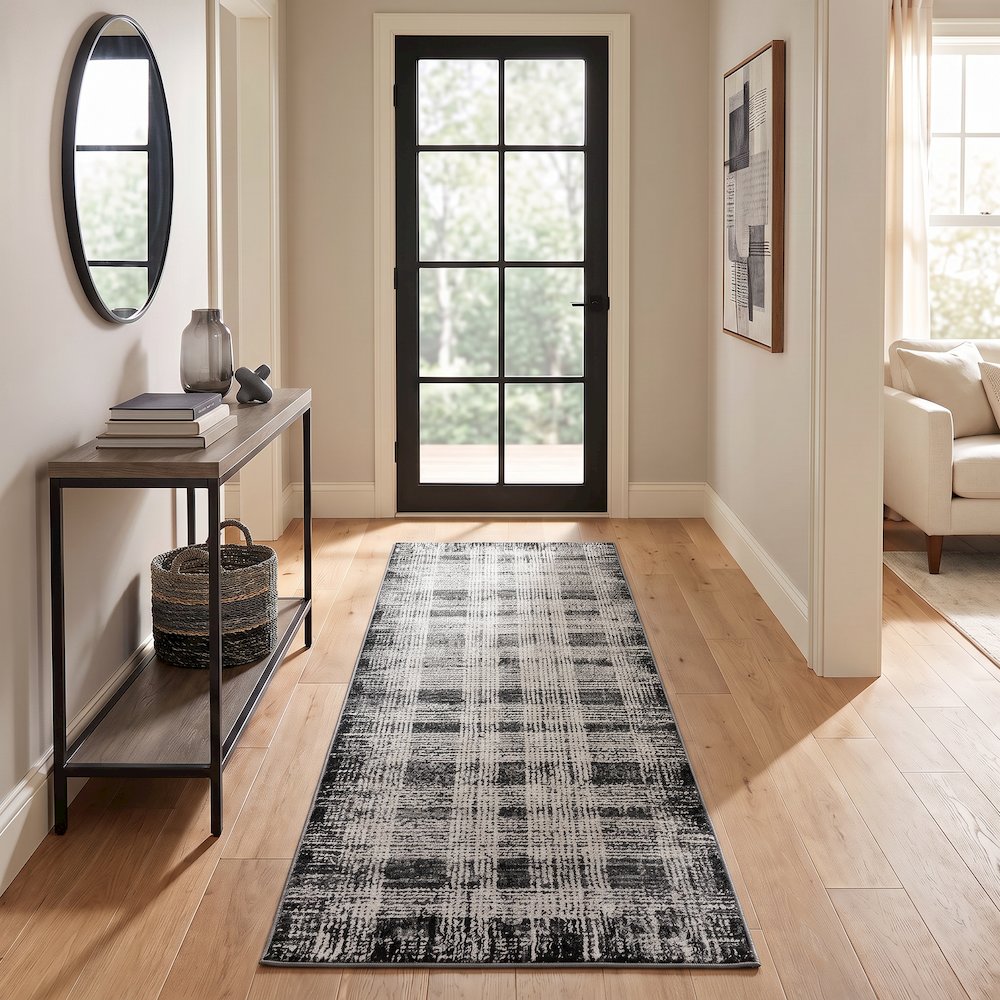 Alloy Collection AY05 Textured Plaid Pattern Area Rug