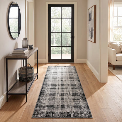 Alloy Collection AY05 Textured Plaid Pattern Area Rug