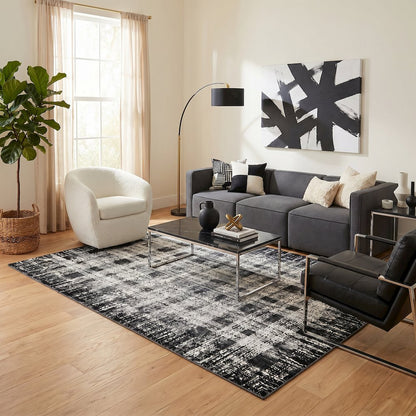 Alloy Collection AY05 Textured Plaid Pattern Area Rug