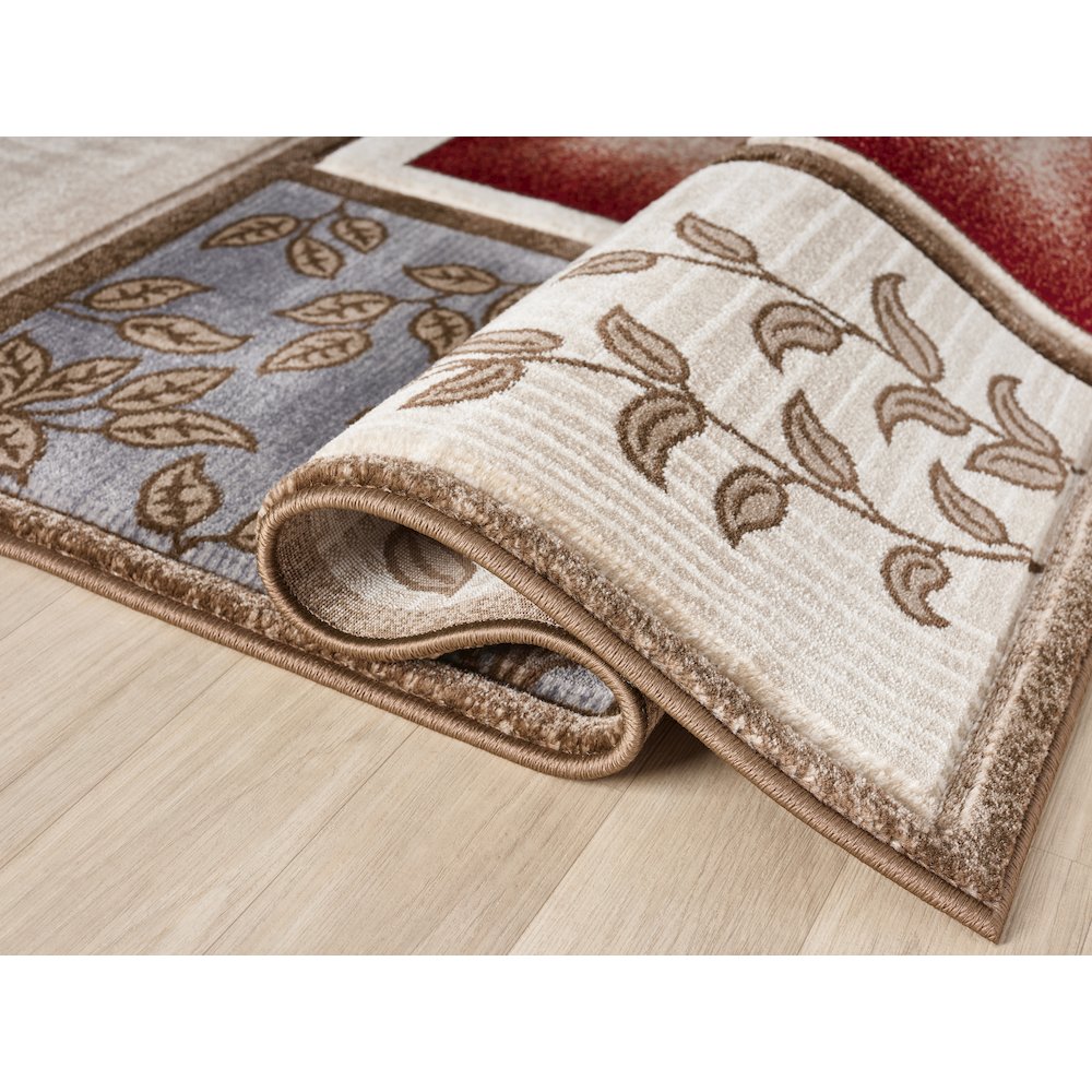 Alexia 10 Traditional Patchwork Area Rug – Red, Blue & Beige
