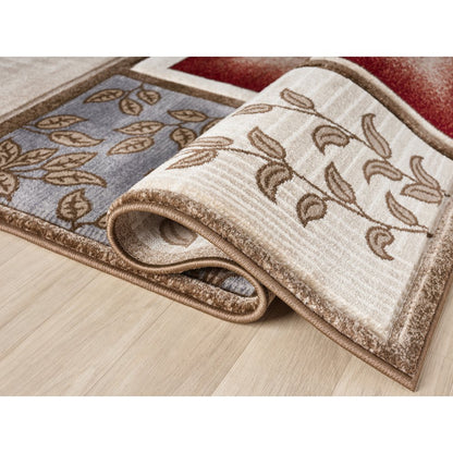 Alexia 10 Traditional Patchwork Area Rug – Red, Blue & Beige