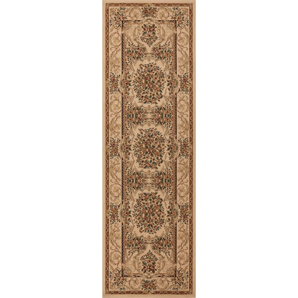 Aubusson 01 Traditional Medallion Runner Rug – Beige