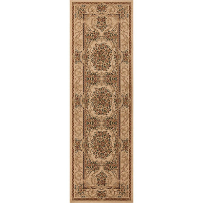 Aubusson 01 Traditional Medallion Runner Rug – Beige