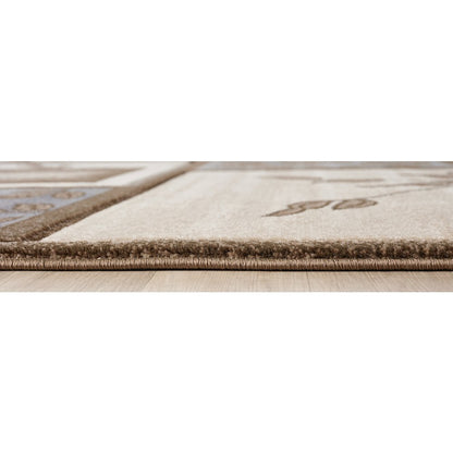 Alexia 11 Traditional Patchwork Area Rug – Blue, Brown & Beige