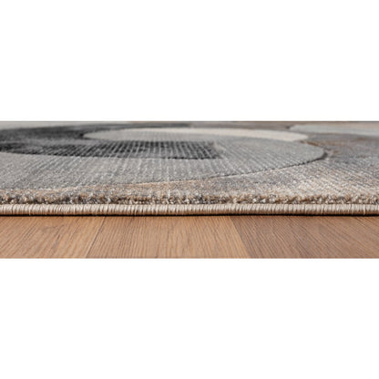 Alexia 01 Circular Abstract Area Rug – Beige, Gray & Taupe