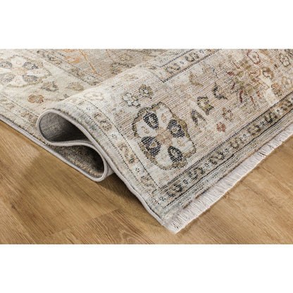 Ana 15 Distressed Floral Area Rug – Gray