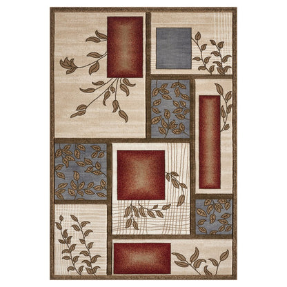 Alexia 10 Traditional Patchwork Area Rug – Red, Blue & Beige