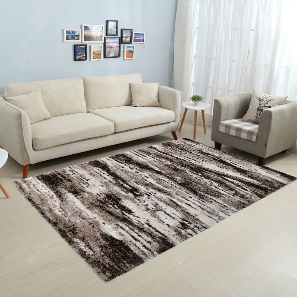 Emily 01 Brown & Cream Abstract Shag Area Rug