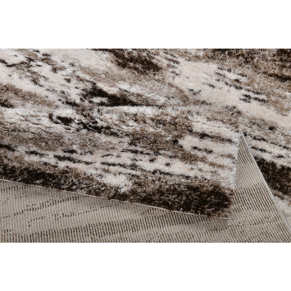 Emily 01 Brown & Cream Abstract Shag Area Rug