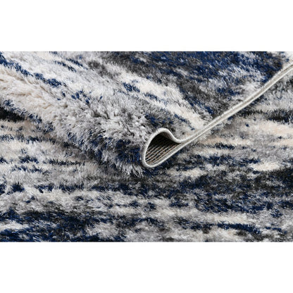 Emily 05 Blue & Ivory Abstract Shag Rug