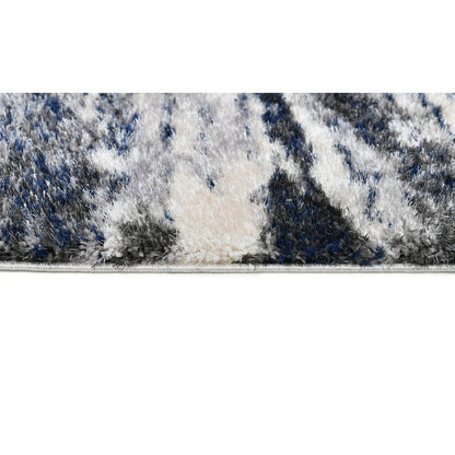 Emily 05 Blue & Ivory Abstract Shag Rug