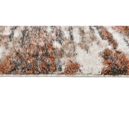 Emily 07 Rust & Ivory Abstract Shag Area Rug