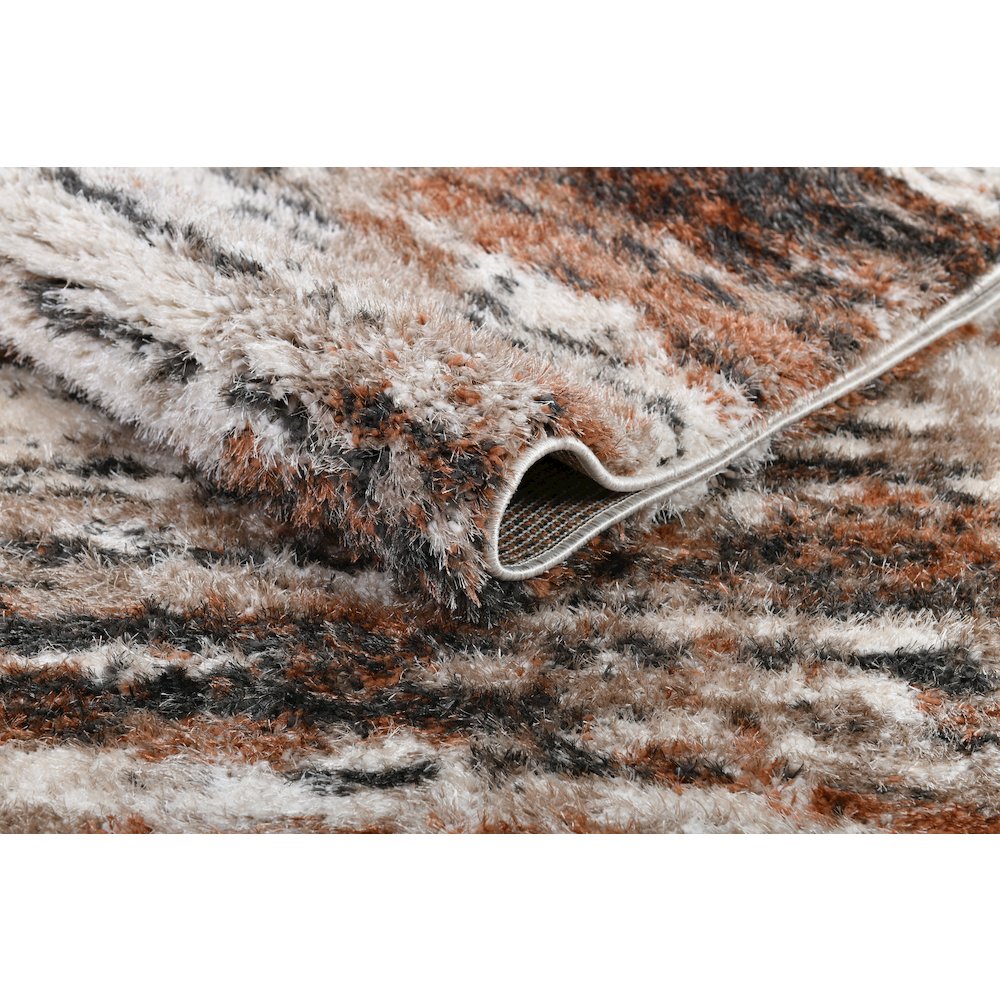 Emily 07 Rust & Ivory Abstract Shag Area Rug