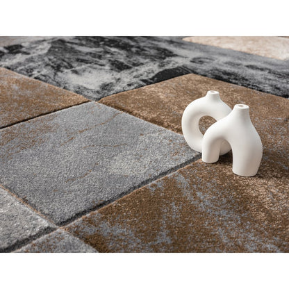 Alexia Geometric Area Rug – Brown, Gray & Charcoal
