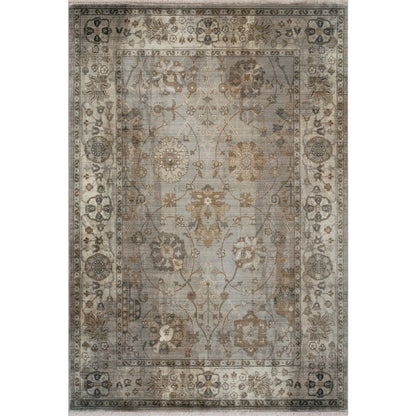 Ana 15 Distressed Floral Area Rug – Gray