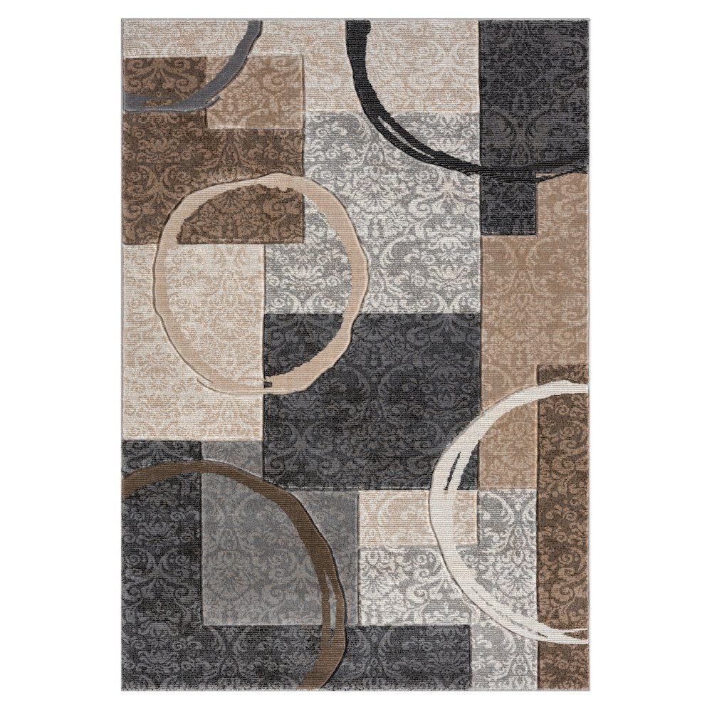 Alexia 06 Modern Abstract Area Rug – Beige, Brown & Gray