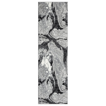 Ksamil 08 Gray Black & Sliver Marble Area Rug